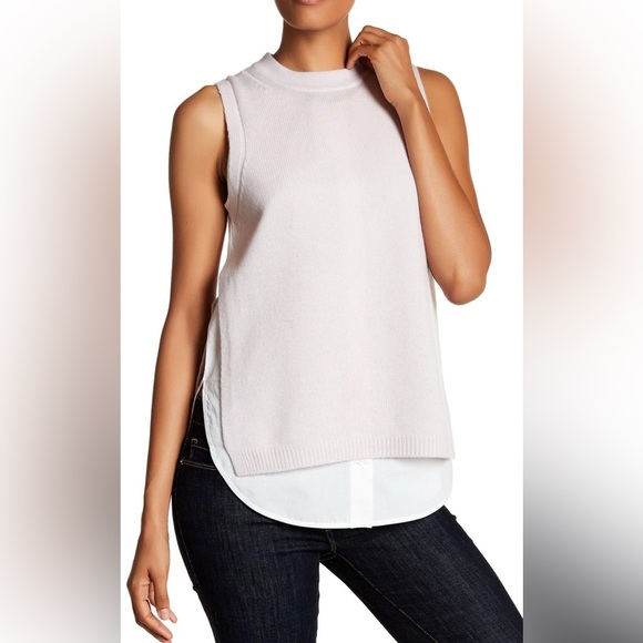 Brochu Walker Tops - BROCHU WALKER WHITE CREAM BEIGE MARIAN LAYERED VEST SHIRTAIL